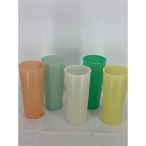 Vintage Tupperware Colorful Plastic Tumblers Set Of 5
